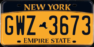 NY license plate GWZ3673