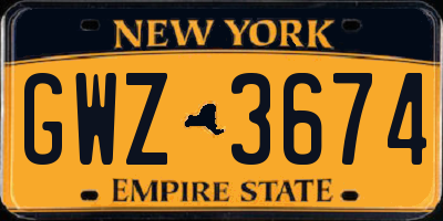 NY license plate GWZ3674