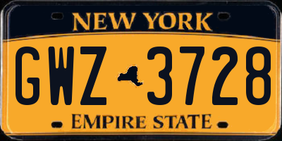 NY license plate GWZ3728