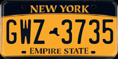 NY license plate GWZ3735