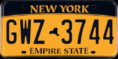NY license plate GWZ3744