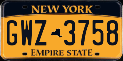 NY license plate GWZ3758
