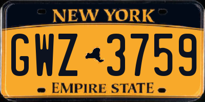 NY license plate GWZ3759