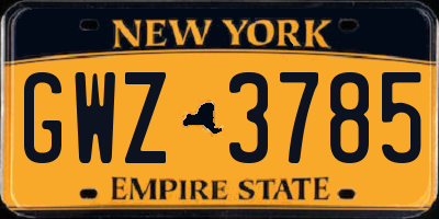 NY license plate GWZ3785