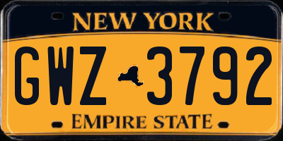NY license plate GWZ3792