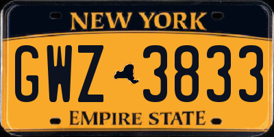 NY license plate GWZ3833