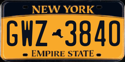 NY license plate GWZ3840