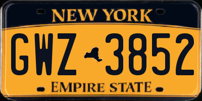 NY license plate GWZ3852