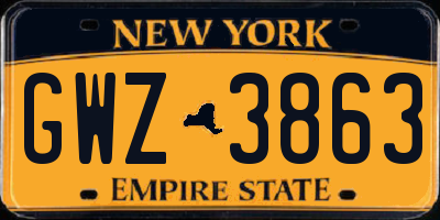 NY license plate GWZ3863
