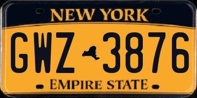 NY license plate GWZ3876