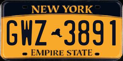 NY license plate GWZ3891