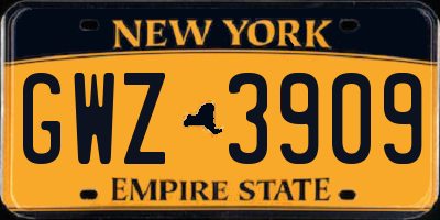 NY license plate GWZ3909