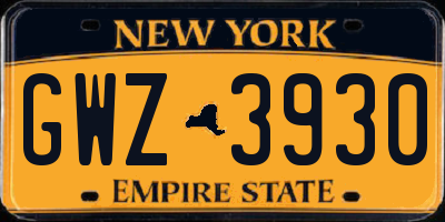 NY license plate GWZ3930