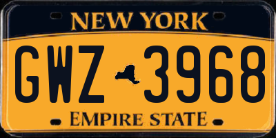 NY license plate GWZ3968