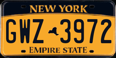 NY license plate GWZ3972