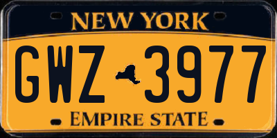 NY license plate GWZ3977