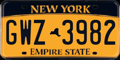 NY license plate GWZ3982