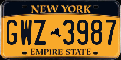 NY license plate GWZ3987