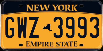 NY license plate GWZ3993