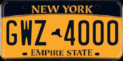 NY license plate GWZ4000