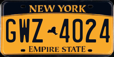 NY license plate GWZ4024