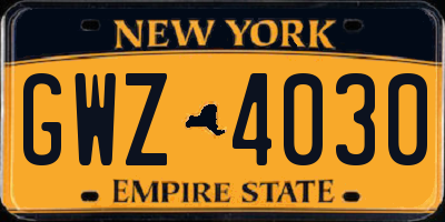 NY license plate GWZ4030
