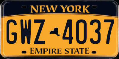 NY license plate GWZ4037