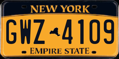 NY license plate GWZ4109