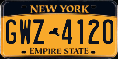 NY license plate GWZ4120