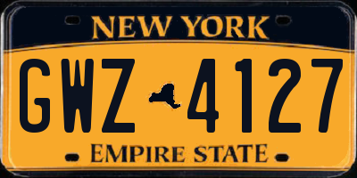 NY license plate GWZ4127