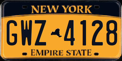 NY license plate GWZ4128