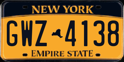 NY license plate GWZ4138