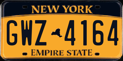 NY license plate GWZ4164