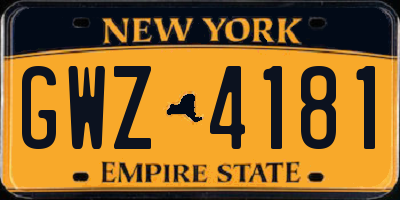 NY license plate GWZ4181