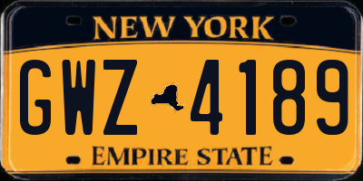 NY license plate GWZ4189