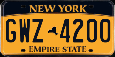NY license plate GWZ4200
