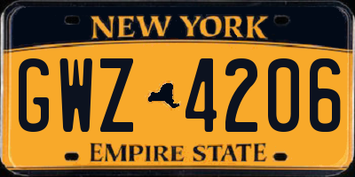 NY license plate GWZ4206