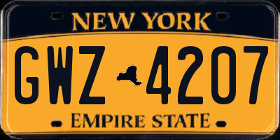 NY license plate GWZ4207