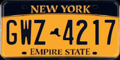 NY license plate GWZ4217