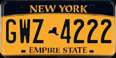 NY license plate GWZ4222