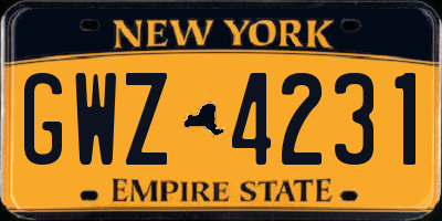 NY license plate GWZ4231