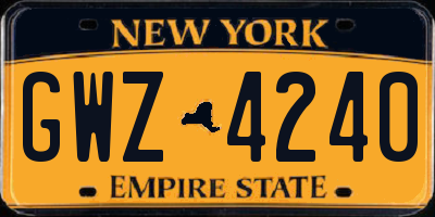 NY license plate GWZ4240