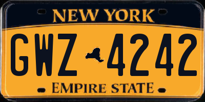 NY license plate GWZ4242