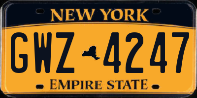 NY license plate GWZ4247
