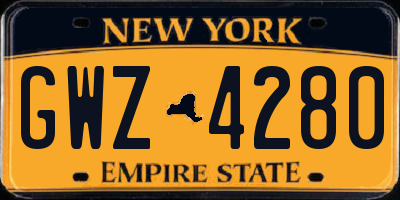 NY license plate GWZ4280