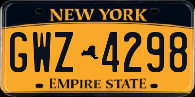 NY license plate GWZ4298