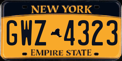 NY license plate GWZ4323