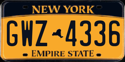 NY license plate GWZ4336