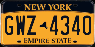 NY license plate GWZ4340