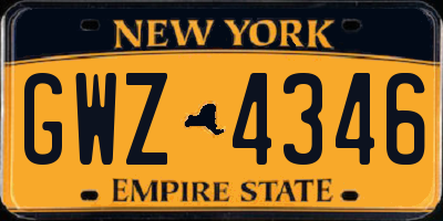 NY license plate GWZ4346